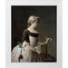 Chardin Jean-Baptiste-SimÃ©on 12x14 White Modern Wood Framed Museum Art Print Titled - Girl With Racket and Shuttlecock