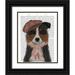 Fab Funky 20x24 Black Ornate Wood Framed with Double Matting Museum Art Print Titled - Border Collie Hat and Pink Scarf