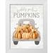 Lettered and Lined 25x32 White Modern Wood Framed Museum Art Print Titled - Freshly Picked Pumpkins