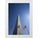 Flaherty Dennis 23x32 White Modern Wood Framed Museum Art Print Titled - Washington DC Flags at the Washington Monument