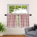 LUCKUP Farmhouse Kitchen Curtains Buffalo Plaid - Tiers Curtains for Windows Light Filtering Rod Pocket Thermal Insulated or Home Bedroom Cafe Decor Window Treatments 27â€� W x 24â€� H-2 Pcs Red