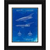 Borders Cole 12x14 Black Ornate Wood Framed with Double Matting Museum Art Print Titled - PP483-Faded Blueprint Batman Forever Batboat Patent Poster
