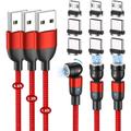 Charging Cable(3-Pack 1.6ft/3.3ft/6.6ft) 360Â°&180Â° Rotation Magnetic Phone Charger Cable Type C - Red