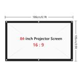 Portable Foldable Projector Screen 16:9 HD Outdoor Home Cinema Theater 3D Movie 84 in Unbranded/Generic