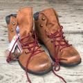 American Eagle Outfitters Shoes | Hiking Boots Brown Red Lace Ankle Boots Faux Suede | Color: Brown | Size: 11