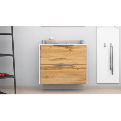 Schuhschrank BORCHARDT MÖBEL "Rena", weiß (weiß matt, eichefarben wotan), B:89cm H:83cm T:23cm, Holzwerkstoff, Schränke, hängend, mit Glasablage Image