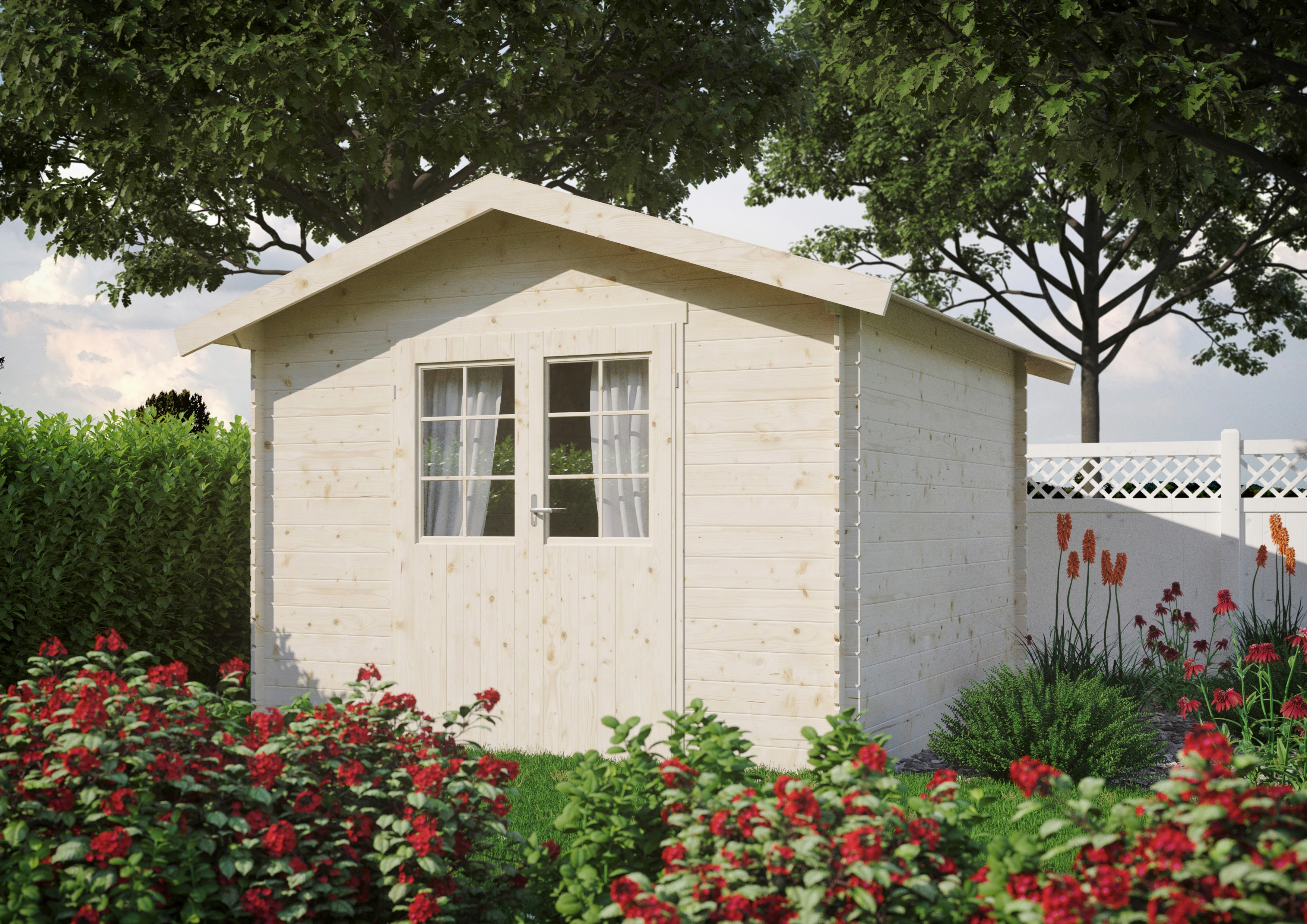 Gartenhaus KIEHN-HOLZ "Mellenberg 4", beige (naturbelassen), Fußboden im Gartenhaus, Dachfolie, Holzwerkstoff, Gartenhäuser, Gartenhaus