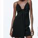 Zara Dresses | Black Sleeveless Knotted Mini Dress Sz S New | Color: Gray/White | Size: S