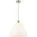 Ballston Bristol Glass 16" Brushed Satin Nickel Pendant With White Sha