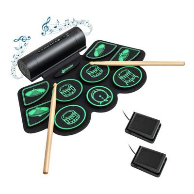 Costway Electronic Drum Set with 2 Build-in Stereo Speakers for Kids-Green
