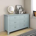 Red Barrel Studio® 6 Drawer 47.2" W Double Dresser, Mid Century Modern Chest of Drawers Wood in Blue | 30.1 H x 47.2 W x 17.7 D in | Wayfair