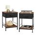 17 Stories Bedside Table Set Of 2, Coffee Table, Side Table w/ Drawers & Shelves, Bedroom, Easy To Assemble, Steel Wood/Metal in Black/Brown | Wayfair