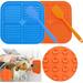 Lick Mats for Dogsï¼Œ2Pcs Pet Lick Pads + 2 Silicone Spatula Dog Slow Feeder Lick Anti-Skid Slow Feeder Lick Pad for Pet Training and Grooming (Blue dog slow feeder + orange cat licking pad)