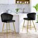 Everly Quinn Mancenillier 25" Counter Stool Upholstered/Velvet/Metal in Black | 34.5 H x 18.2 W x 19.5 D in | Wayfair