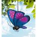 The Holiday Aisle® Butterfly Papillon Hanging Figurine Ornament Metal in Black/Blue/Indigo | 17 H x 9.25 W x 6.25 D in | Wayfair