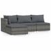 Ebern Designs 4 Piece Patio Lounge Set w/ Cushions Poly Rattan Wicker/Rattan/Metal/Rust - Resistant Metal in Gray | Wayfair