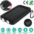 10000mAh Solar Charger for Cell Phone iPhone Portable Solar Power Bank with Dual 5V USB Ports 2 LED Light Flashlight Compass Battery Pack for Outdoor Camping Hiking