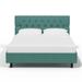 Latitude Run® Tufted Platform Bed Upholstered/Polyester/Linen in Green/Brown | 43 H x 78 W x 83 D in | Wayfair E229CD8340754A67BF74FB72D90C7E2D