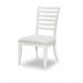 August Grove® Framingham Solid Wood Ladder Back Side Chair in White Wood/Upholstered/Fabric in Brown/White | 38 H x 21 W x 25 D in | Wayfair