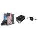 Accessories Bundle for iPhone 12 Pro Max Case - Heavy Duty Rugged Protector Cover (Pink Marble) Belt Holster Clip UL Listed Dual Wall Charger Retractable USB Type-C to Lightning Cable