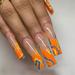 24pcs French Manicure Press on Nails Detachable Ballerina False Nails Orange Blue Yellow Wavy Nail Tips