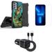 Accessories Bundle Pack for Samsung Galaxy A03s Case - Heavy Duty Rugged Cover (Bass Fish) Belt Holster Clip Screen Protectors 30W (USB-C USB-A) Car Charger Type-C to USB Cable