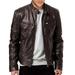 Men s Leather Jacket Slim Fit Stand Collar PU Motorcycle Jacket Lightweight Faux Leather Outwear