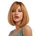 Creamily 12 Bob Wigs for White Women Straight Short Bob Wigs Synthetic Blonde Wig with Bangs (Orange Blonde )