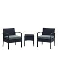 Manhattan Comfort Noli 3-Piece Rattan Patio Conversation Set in Gray