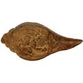 Exotic India Conch with Lord Vishnu and Lakshmi Ji - Brass Sculpture - Color Antique Brown Color