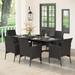 7/9-piece Patio Dining Set, Expendable Rectangular Outdoor Dining Table with Rattan Chairs