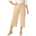 Plus Size Women's Stretch Cotton Chino Wide-Leg Crop by Jessica London in New Khaki (Size 12 W)