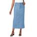 Plus Size Women's Classic Cotton Denim Midi Skirt by Jessica London in Light Wash (Size 12) 100% Cotton