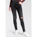 Skinny-fit-Jeans LEVI'S "MILE HIGH SUPER SKINNY" Gr. 29, Länge 32, schwarz (black wash) Damen Jeans Röhrenjeans