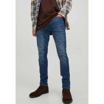 Slim-fit-Jeans JACK & JONES "JJIGLENN JJORIGINAL CB 774 NOOS", Herren, Gr. 30, Länge 30, blau (blau, denim), Denim/Jeans, Obermaterial: 70% Baumwolle, 28% Polyester, 2% Elasthan, Abriebeffekte, modisch, slim fit knöchellang, Jeans Image