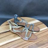 Jessica Simpson Shoes | Jessica Simpson Konga Strappy Gladiator Gray Gold Mismatched Sandals Womens 6 B | Color: Gold | Size: 6