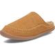 Clarks Mens Suede Leather Open Back Slipper JMS0345 - Warm Plush Sherpa Lined - Indoor Outdoor House Slippers for Men, Tan Premium Suede, 11 UK