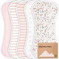 5-Pack Organic Burp Cloths for Baby Boys and Girls - Ultra Absorbent Burping Cloth, Burp Clothes, Newborn Towel - Milk Spit Up Rags - Burpy Cloth Bib for Unisex, Boy, Girl - Burp Cloths (Sweet Charm)