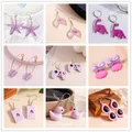 Boucles d'oreilles pendantes fleur violette pour femmes boucles d'oreilles pendantes sirène