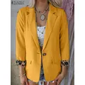 ZANZEA – manteau de costume élégant col de costume mode 3/4 tenue de bureau Blazer pour femmes