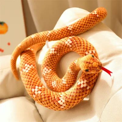 Peluche de Serpents Dorés de 110cm/300cm Simulation de Long Proportionné Cadeau pour Enfant
