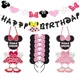 Banderole d'anniversaire Minnie Mouse pour filles fournitures de fête à thème Minnie articles de