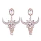 Boucles d'Oreilles Vintage en Acrylique pour Femme Rose Champagne Grande Fleur en Clip Tête de