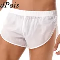 Boxer semi-transparent pour homme short fendu sur les côtés ceinture élastique short court short