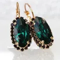 Boucles d'oreilles émeraude en cristal vert pour femmes bijoux de luxe grande gemme Zircon noir