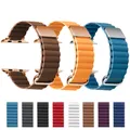 Bracelet magnétique pour Apple Watch Ultra Bracelet en cuir et métal Bracelet en acier inoxydable