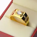 HOYON Gentleman's ring 24K or couleur men's dominating open ring simulation diamond ring live mouth