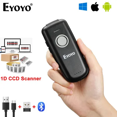Eyoyo – Mini Scanner de Codes à barres sans fil 1D Bluetooth Laser avec bouton marche/arrêt