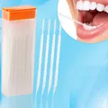 Cure-dents Interdentaire à Double Tête Brosse à Dents Bâton de Soins Buccaux Boîte de 50 Pièces