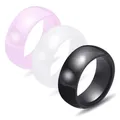 Bague en céramique rose/blanc/noir lisse pour femmes bagues de fiançailles de mariage au Design